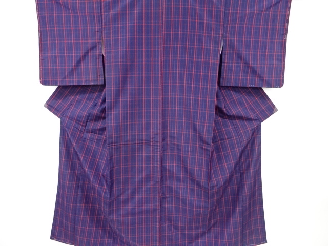 JAPANESE KIMONO / UNUSED YONEZAWA TSUMUGI / SILK / WOVEN GRID